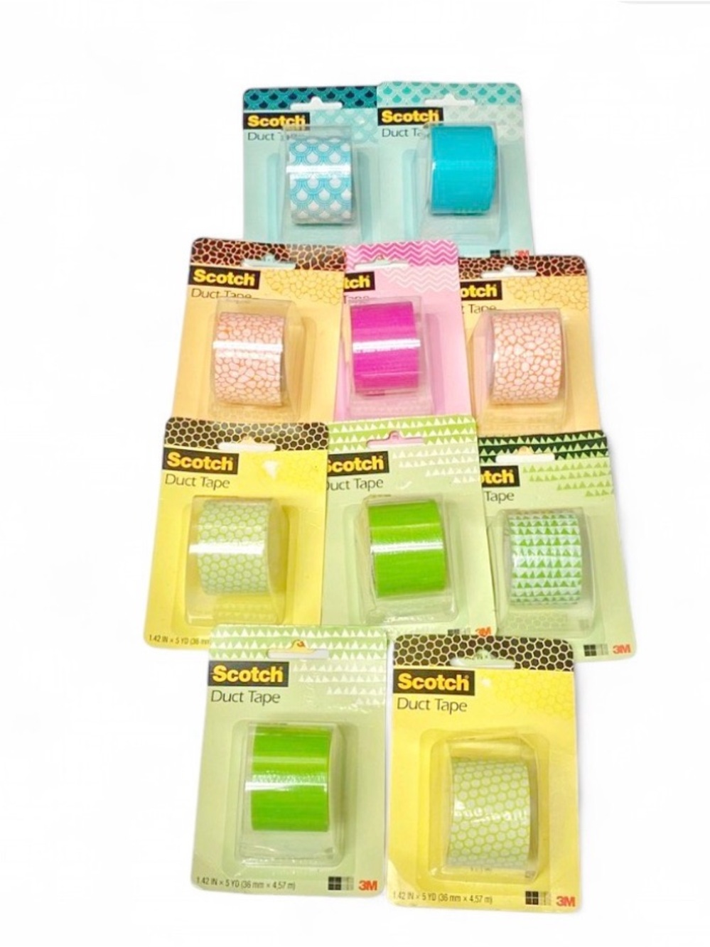 Scotch Duct Tape 10 Roll Patterned Craft Set DIY Teacher Bundle Assorted Colors